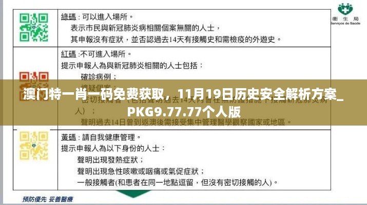 澳門特一肖一碼免費獲取，11月19日歷史安全解析方案_PKG9.77.77個人版