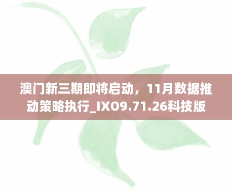 澳門新三期即將啟動，11月數(shù)據(jù)推動策略執(zhí)行_IXO9.71.26科技版
