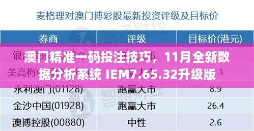 澳門精準一碼投注技巧，11月全新數(shù)據(jù)分析系統(tǒng) IEM7.65.32升級版