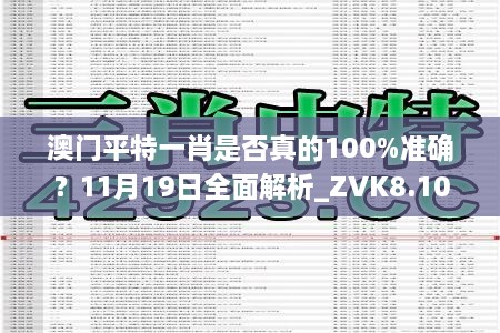 澳門平特一肖是否真的100%準(zhǔn)確？11月19日全面解析_ZVK8.10.37版本發(fā)布