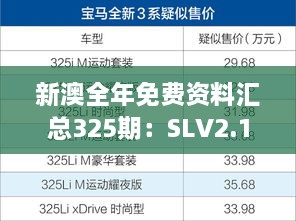 新澳全年免費(fèi)資料匯總325期：SLV2.15.70版本統(tǒng)計分析與解釋
