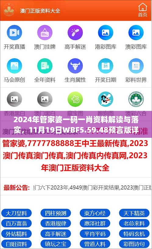 2024年管家婆一碼一肖資料解讀與落實，11月19日WBF5.59.48預(yù)言版詳解