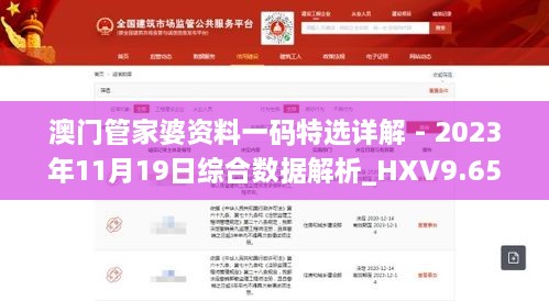 澳門管家婆資料一碼特選詳解 - 2023年11月19日綜合數(shù)據解析_HXV9.65.79全球版