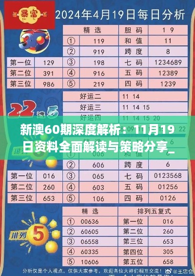 新澳60期深度解析：11月19日資料全面解讀與策略分享_YSJ9.49.95溫馨版