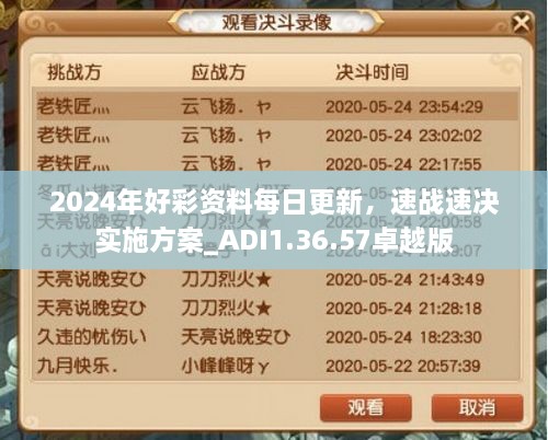 2024年好彩資料每日更新，速戰(zhàn)速決實施方案_ADI1.36.57卓越版