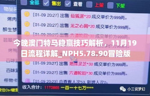今晚澳門特馬穩(wěn)贏技巧解析，11月19日流程詳解_NPH5.78.90冒險(xiǎn)版