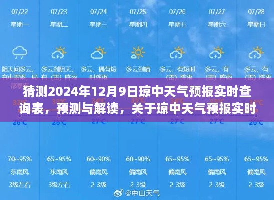 關(guān)于瓊中天氣預(yù)報(bào)實(shí)時(shí)查詢表的深度探討，預(yù)測(cè)與解讀瓊中氣候數(shù)據(jù)（以2024年12月9日為例）
