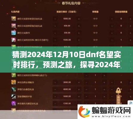 探尋未來藍圖，預測之旅揭秘DNF名望實時排行展望（2024年）