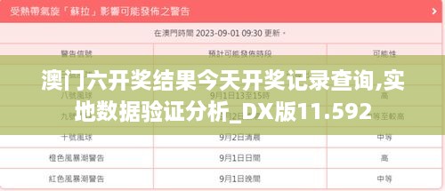 澳門六開獎結(jié)果今天開獎記錄查詢,實地數(shù)據(jù)驗證分析_DX版11.592