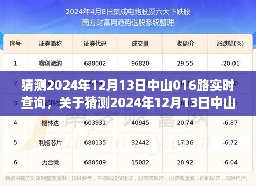 關(guān)于中山公交016路實(shí)時(shí)查詢的預(yù)測(cè)與探討，2024年12月13日實(shí)時(shí)查詢分析