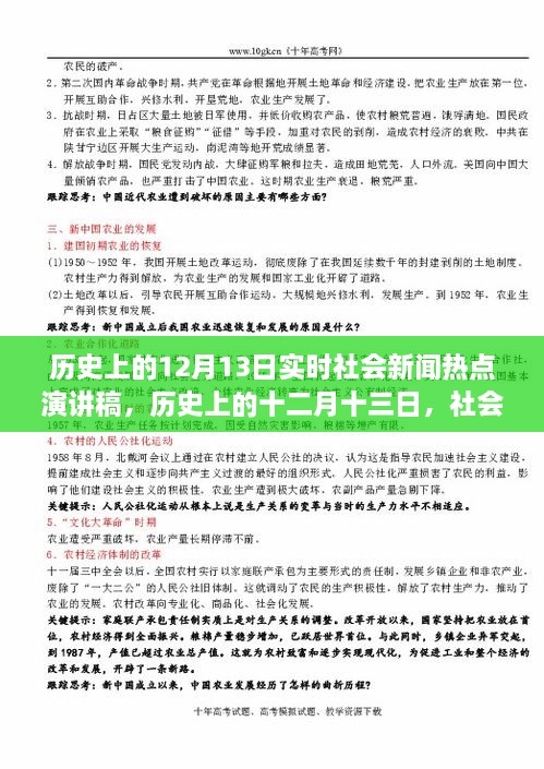歷史上的十二月十三日社會新聞熱點回顧與影響分析，實時社會新聞熱點演講稿