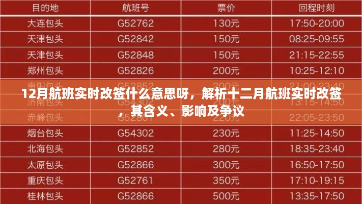 12月航班實時改簽詳解，含義、影響與爭議