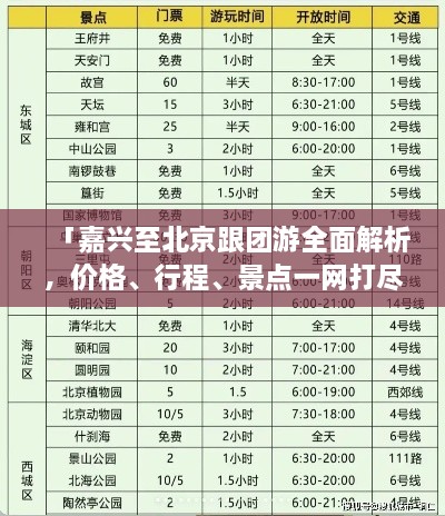 「嘉興至北京跟團(tuán)游全面解析，價(jià)格、行程、景點(diǎn)一網(wǎng)打盡，超值體驗(yàn)！」