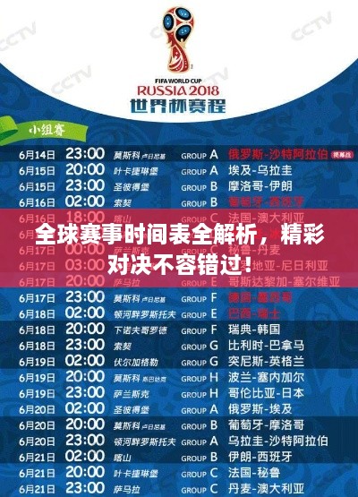 全球賽事時間表全解析，精彩對決不容錯過！