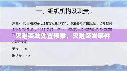 災難突發(fā)處置預案，災難突發(fā)事件 