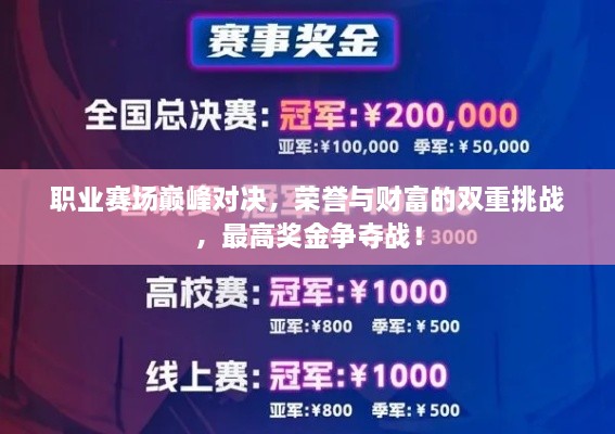 職業(yè)賽場巔峰對決，榮譽(yù)與財(cái)富的雙重挑戰(zhàn)，最高獎(jiǎng)金爭奪戰(zhàn)！