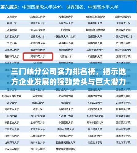 三門峽分公司實力排名榜，揭示地方企業(yè)發(fā)展的強勁勢頭與巨大潛力