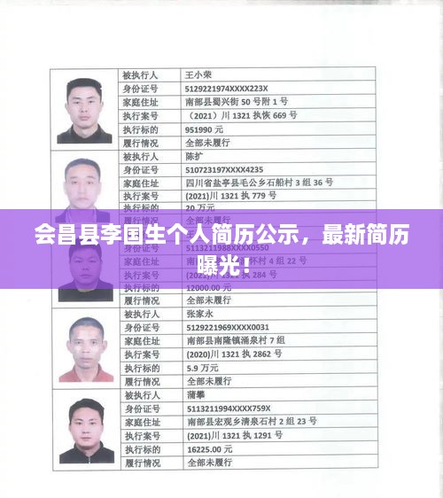 會昌縣李國生個人簡歷公示，最新簡歷曝光！