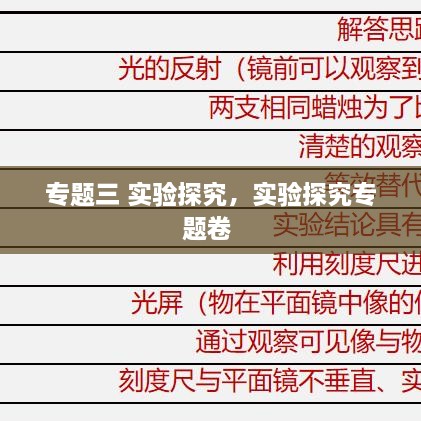 專題三 實驗探究，實驗探究專題卷 