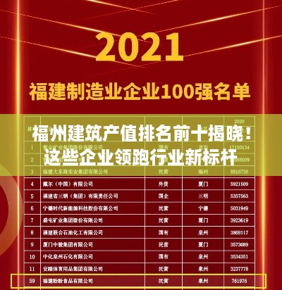 福州建筑產(chǎn)值排名前十揭曉！這些企業(yè)領(lǐng)跑行業(yè)新標(biāo)桿