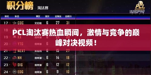 PCL淘汰賽熱血瞬間，激情與競爭的巔峰對決視頻！