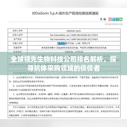 全球領(lǐng)先生物科技公司排名解析，探尋抗體采購領(lǐng)域的佼佼者