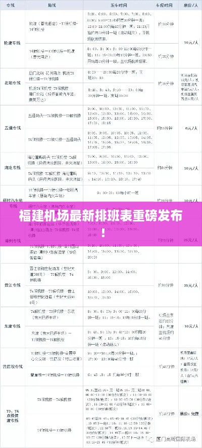福建機場最新排班表重磅發(fā)布！