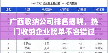廣西收納公司排名揭曉，熱門收納企業(yè)榜單不容錯過！