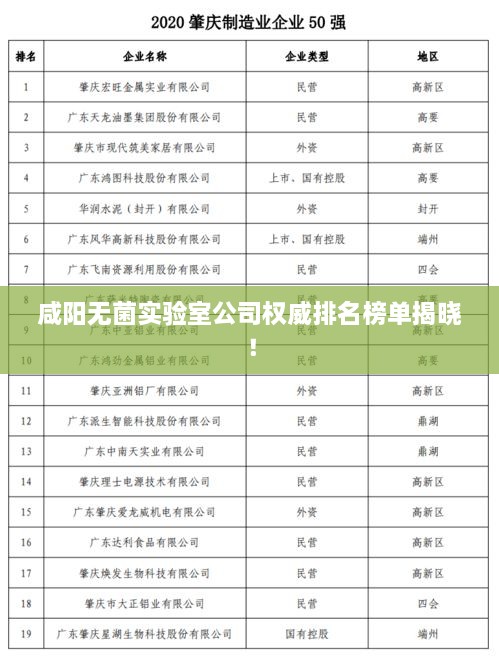 咸陽無菌實(shí)驗(yàn)室公司權(quán)威排名榜單揭曉！