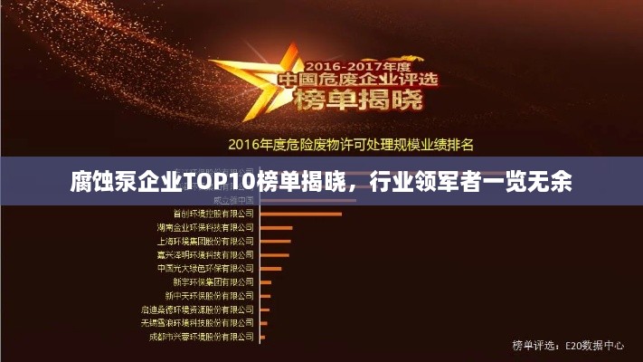 腐蝕泵企業(yè)TOP10榜單揭曉，行業(yè)領(lǐng)軍者一覽無(wú)余
