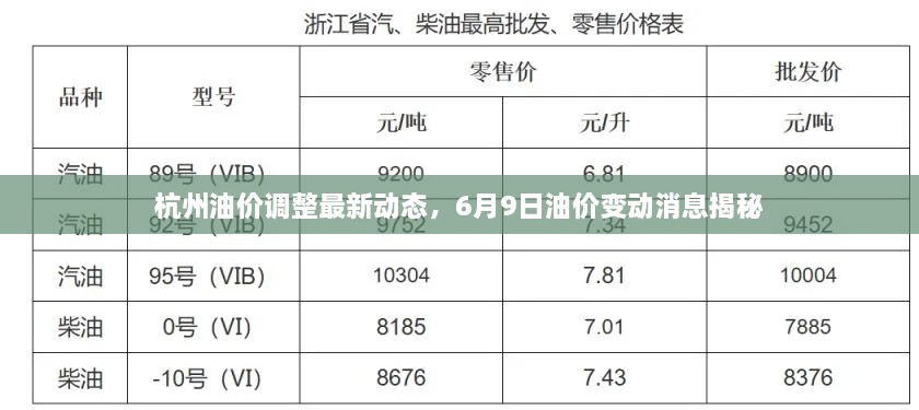 杭州油價調(diào)整最新動態(tài)，6月9日油價變動消息揭秘