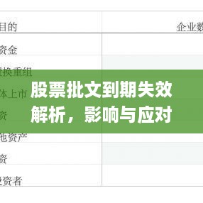 股票批文到期失效解析，影響與應(yīng)對策略