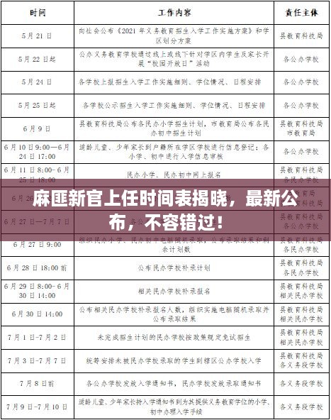 麻匪新官上任時間表揭曉，最新公布，不容錯過！