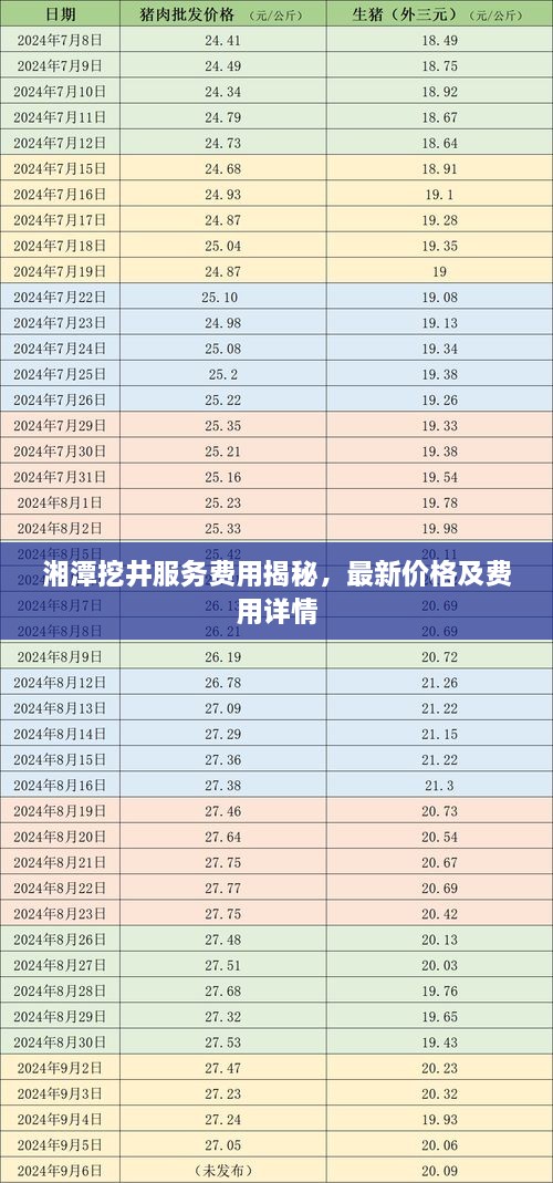 湘潭挖井服務(wù)費(fèi)用揭秘，最新價(jià)格及費(fèi)用詳情