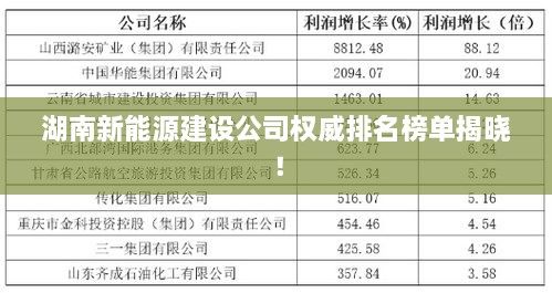 湖南新能源建設(shè)公司權(quán)威排名榜單揭曉！
