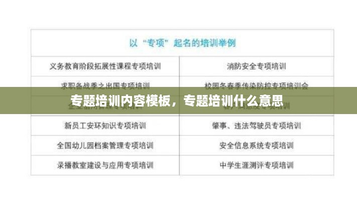專題培訓(xùn)內(nèi)容模板，專題培訓(xùn)什么意思 